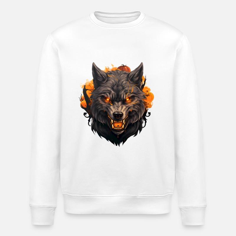Wolf Herbst Halloween 3 - Stanley/Stella Unisex Bio-Sweatshirt ROLLER - Weiß