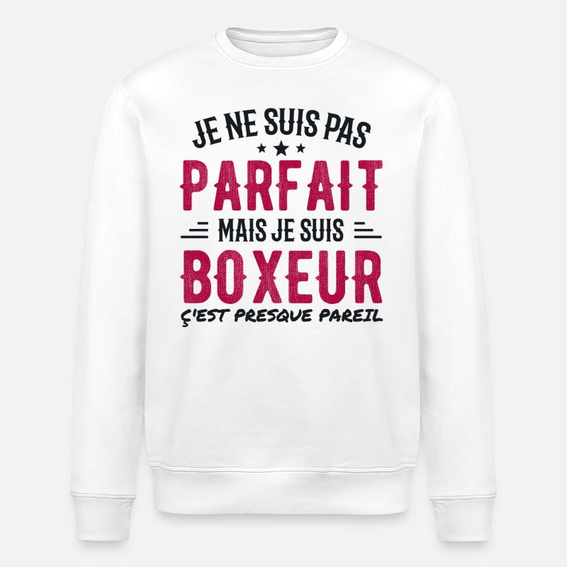 Not perfect but boxer - Stanley/Stella ROLLER Unisex Organic Sweatshirt - white