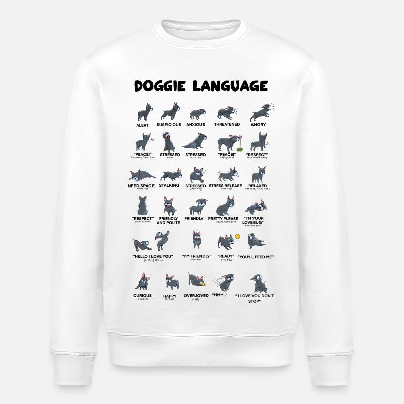 Doggie Language - Stanley/Stella ROLLER Unisex Organic Sweatshirt - white