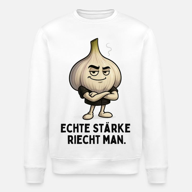 Motif végétal ail ail confiant - Sweat bio ROLLER Stanley/Stella Unisexe - blanc