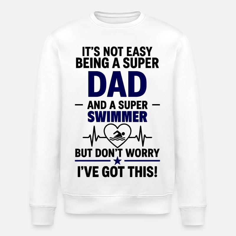 Herz + Schwimmen – Super Papa Schwimmer - Stanley/Stella Unisex Bio-Sweatshirt ROLLER - Weiß