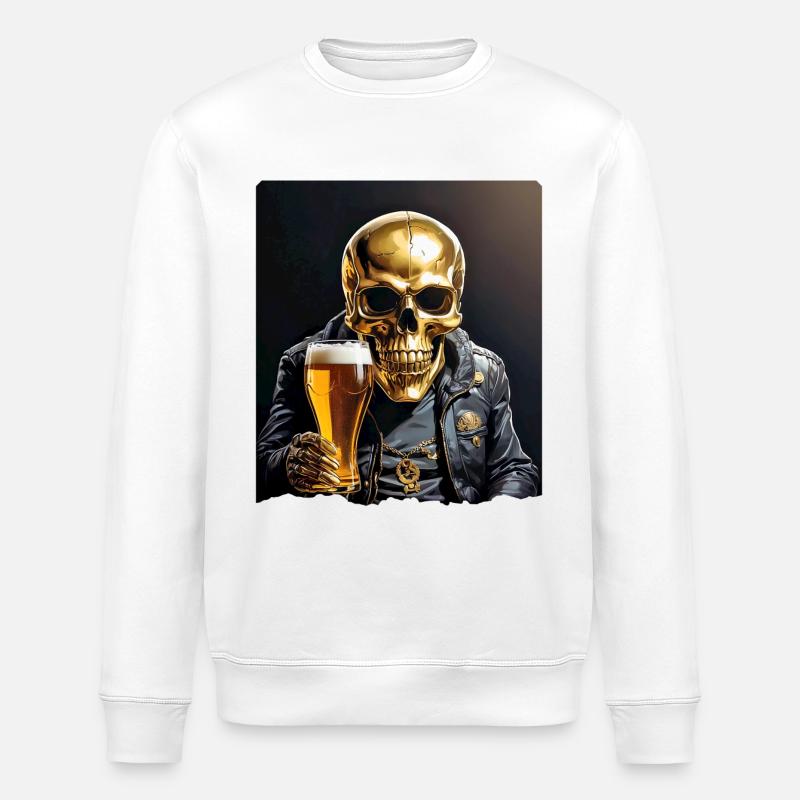 Bier Skull 0.8 - Stanley/Stella Unisex Bio-Sweatshirt ROLLER - Weiß