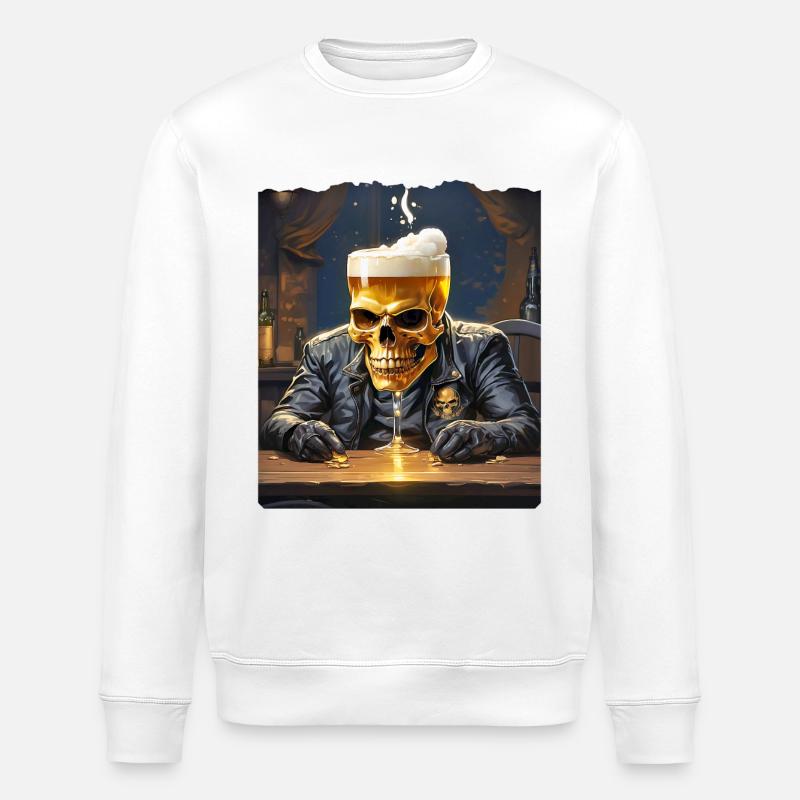 Beer Skull 0.5 - Stanley/Stella ROLLER Unisex Organic Sweatshirt - white
