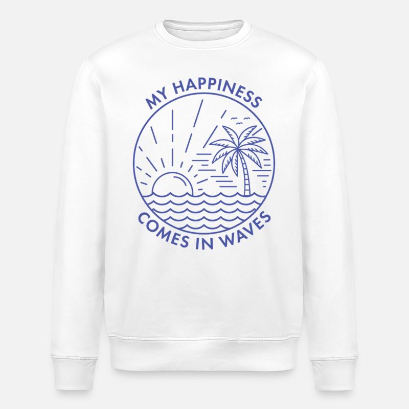 Mon bonheur vient par vagues - Sweat bio ROLLER Stanley/Stella Unisexe - blanc