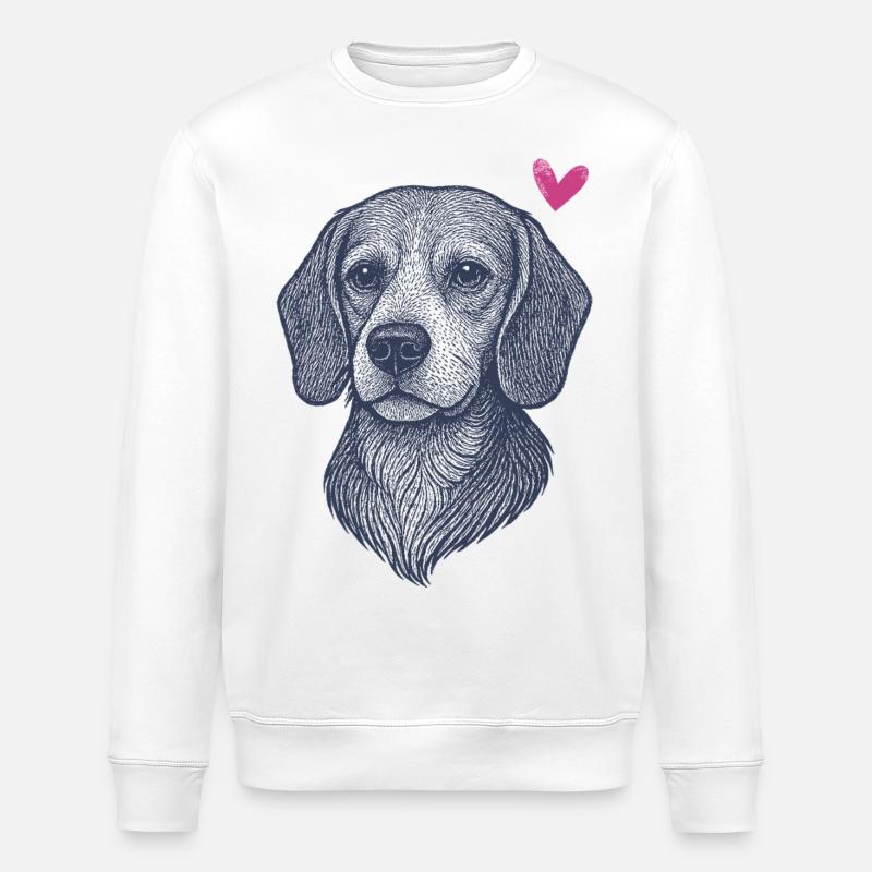 Beagle – Curious, Cute, Unstoppable - Stanley/Stella ROLLER Unisex Organic Sweatshirt - white