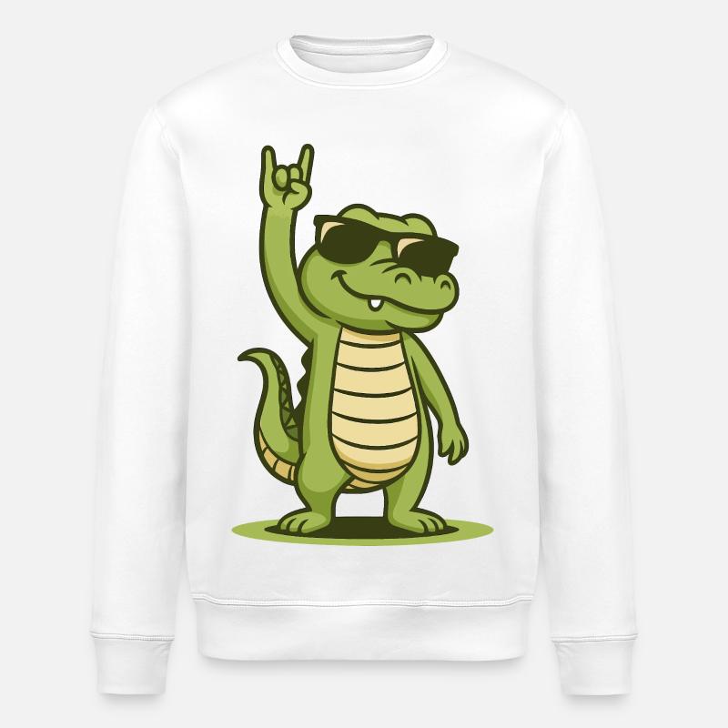 Rock'n'Roll Crocodile Baby - Stanley/Stella ROLLER Unisex Organic Sweatshirt - white