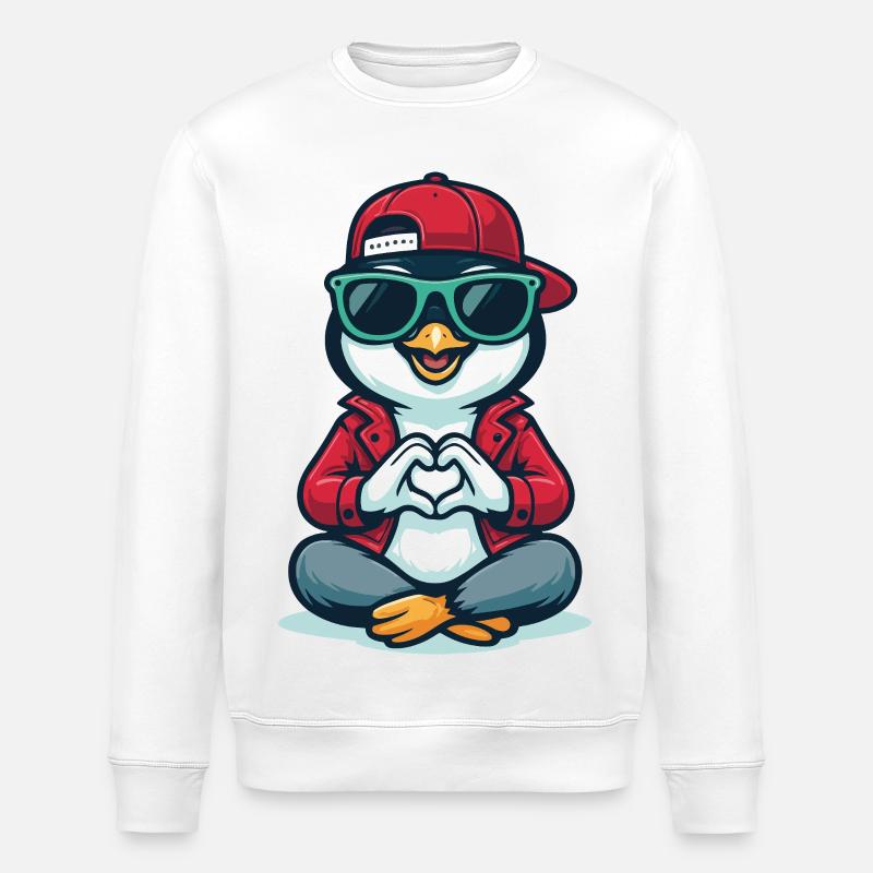 Cool Penguin Love - Stanley/Stella ROLLER Unisex Organic Sweatshirt - white