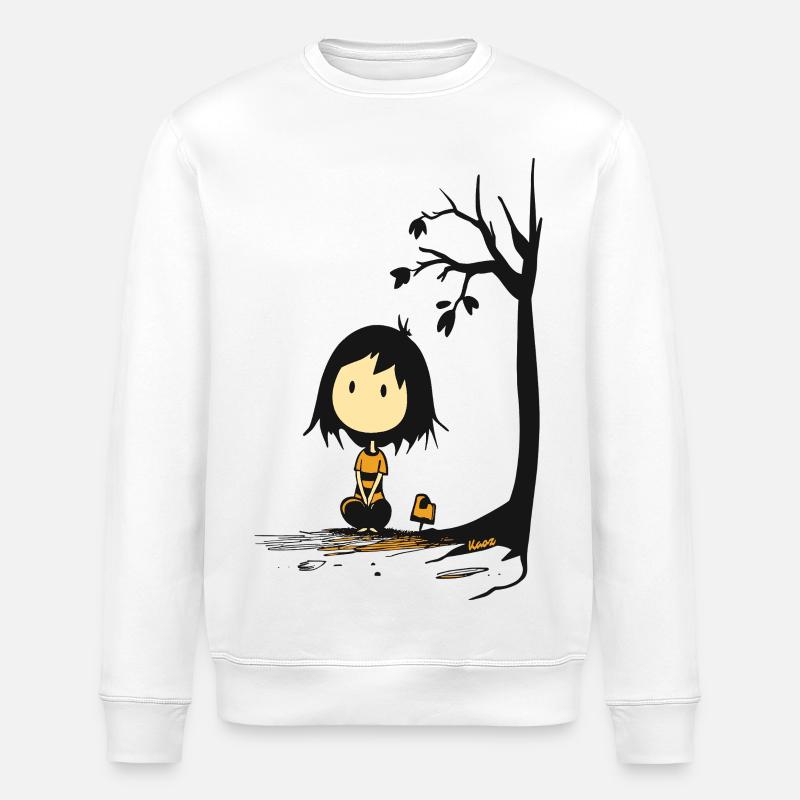 Wunderliches Mädchen unter sternenlosem Baum - Stanley/Stella Unisex Bio-Sweatshirt ROLLER - Weiß