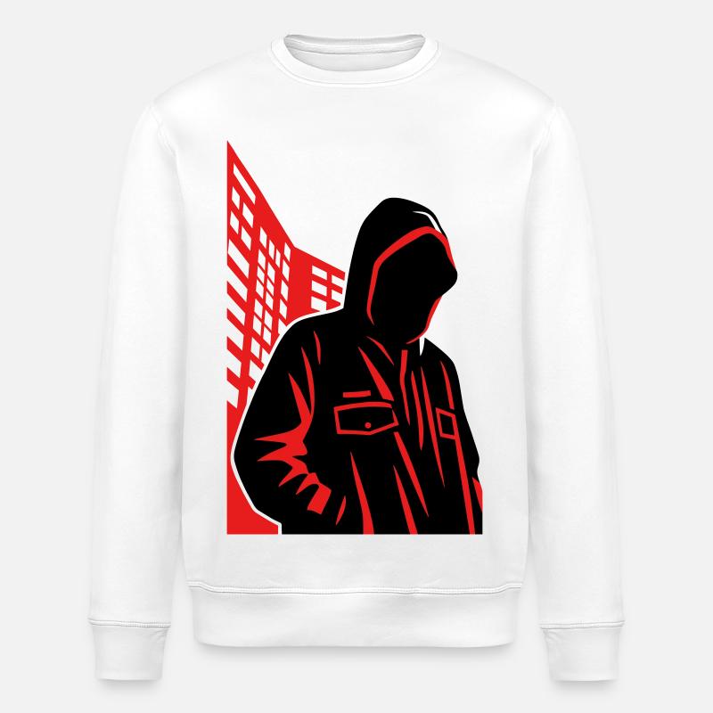 Sweat à capuche Noir City Silhouette - Sweat bio ROLLER Stanley/Stella Unisexe - blanc