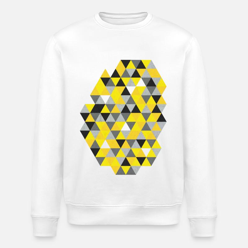 Geometric triangle pattern Sunny Yellow - Stanley/Stella ROLLER Unisex Organic Sweatshirt - white