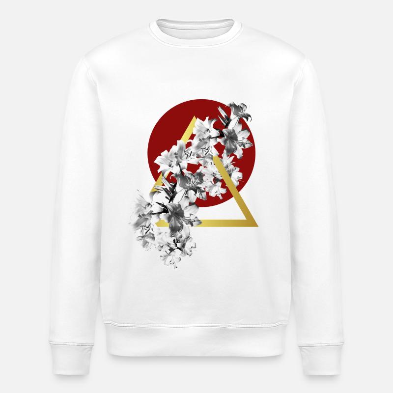 Geometric Golden Lilies - Stanley/Stella Unisex Bio-Sweatshirt ROLLER - Weiß