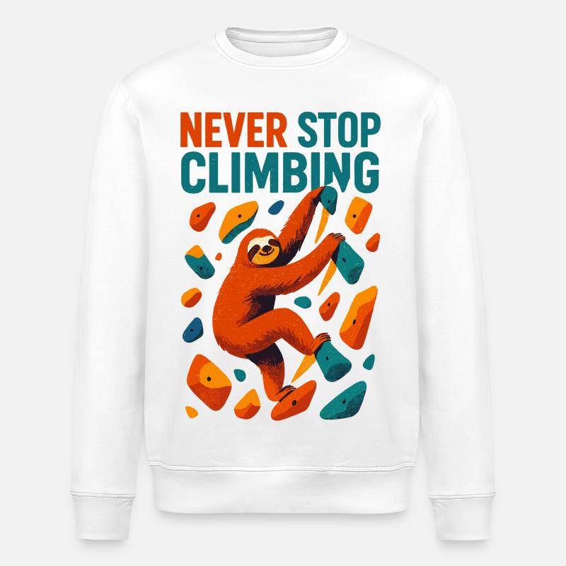 Bouldern Faultier Klettern Motivation Geschenk - Stanley/Stella Unisex Bio-Sweatshirt ROLLER - Weiß