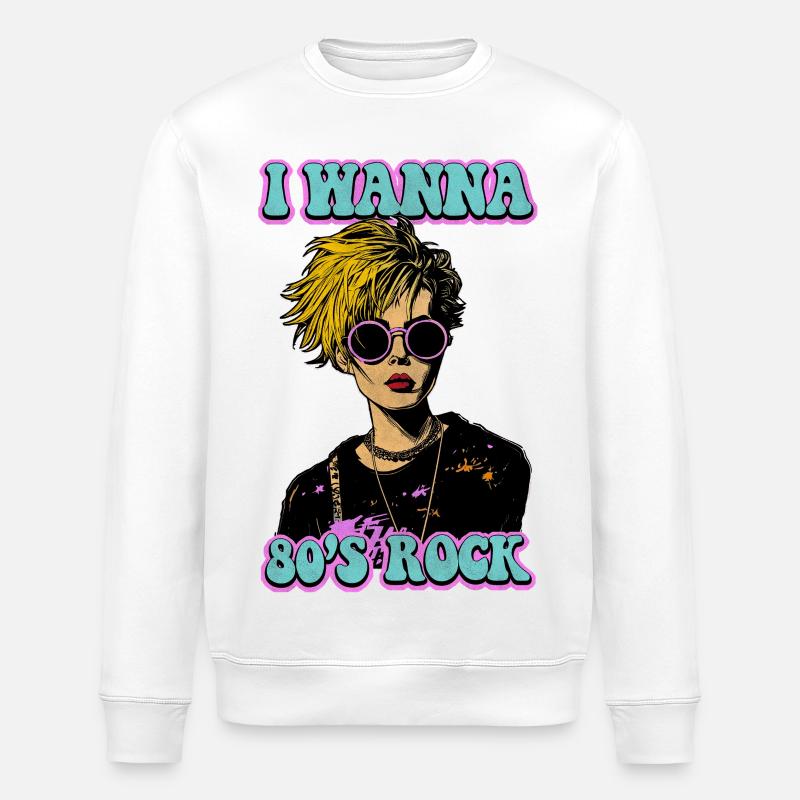 Ich will 80er Rock - Stanley/Stella Unisex Bio-Sweatshirt ROLLER - Weiß