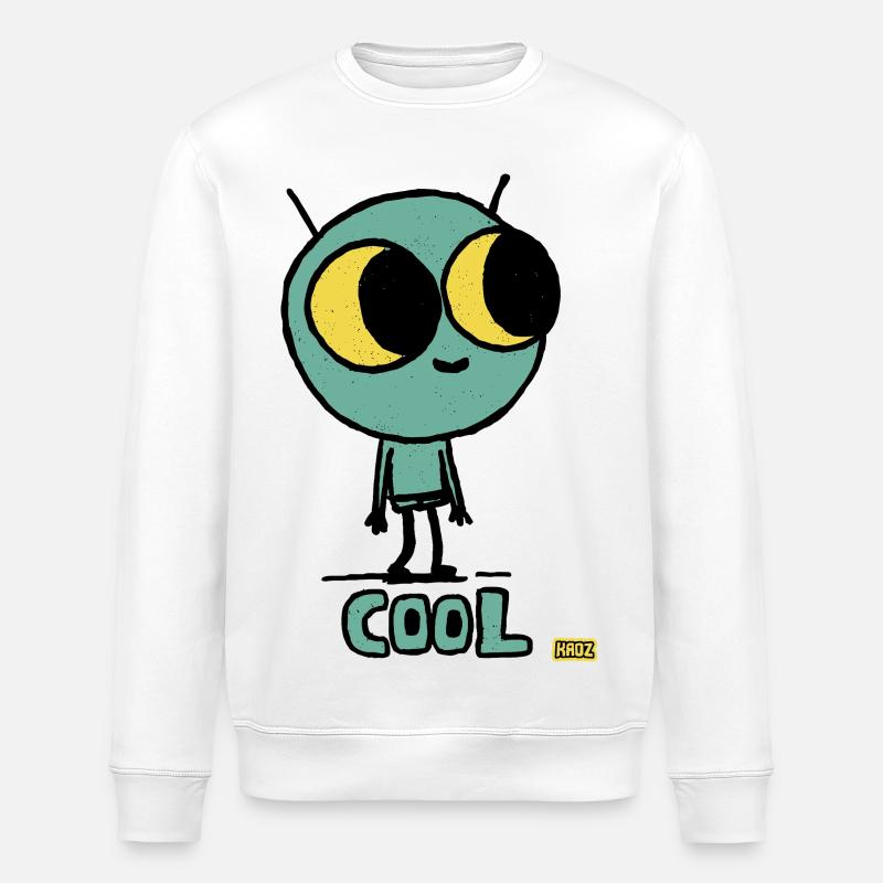 Cosmic Cute Alien with Big Eyes - Stanley/Stella ROLLER Unisex Organic Sweatshirt - white