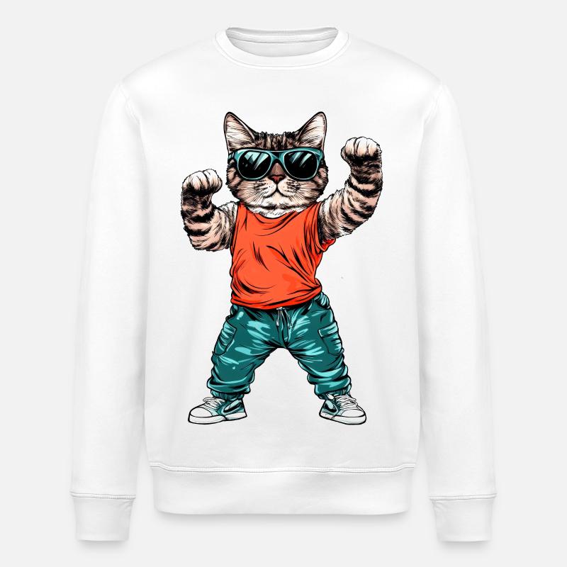 Chat cool - Sweat bio ROLLER Stanley/Stella Unisexe - blanc