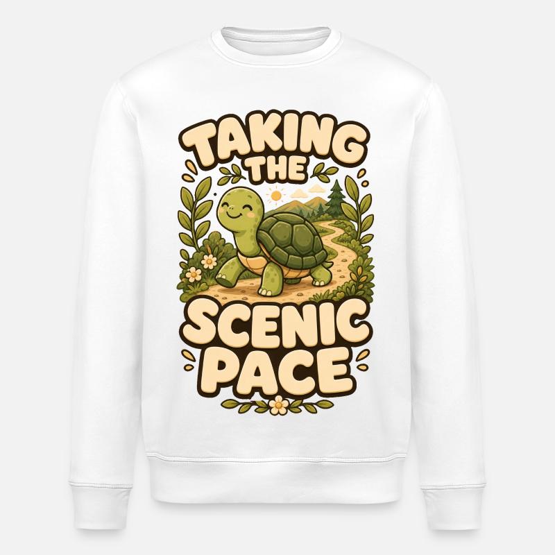 Taking The Scenic Pace Schildkröte - Stanley/Stella Unisex Bio-Sweatshirt ROLLER - Weiß