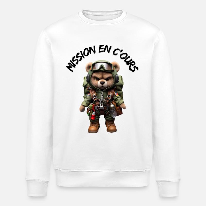 Bär auf Mission - Stanley/Stella Unisex Bio-Sweatshirt ROLLER - Weiß