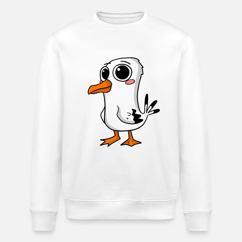 Cute seagull - Stanley/Stella ROLLER Unisex Organic Sweatshirt - white
