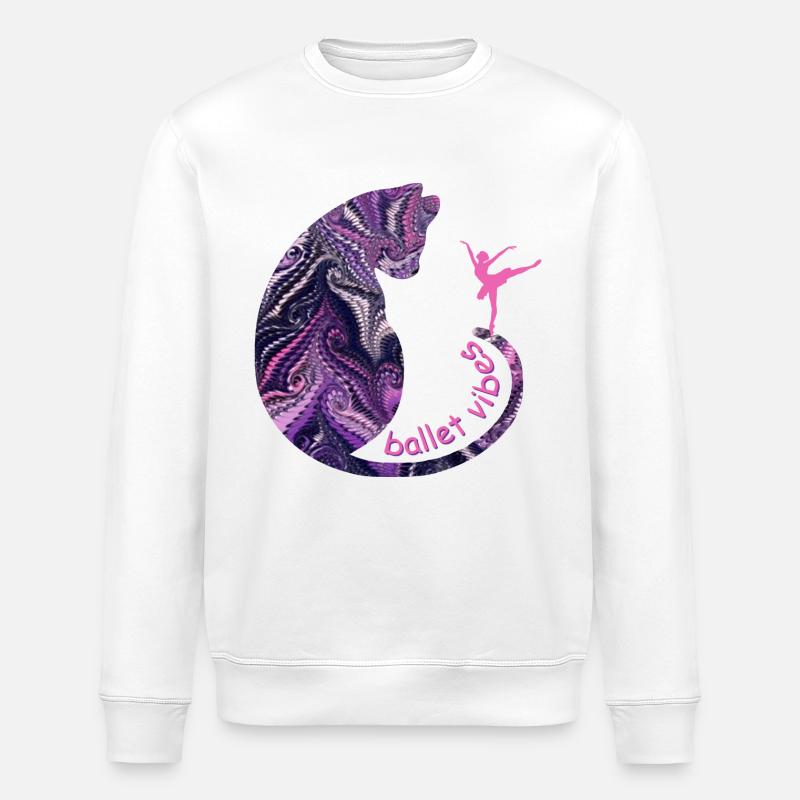 cat with ballerina e 75 - Stanley/Stella ROLLER Unisex Organic Sweatshirt - white