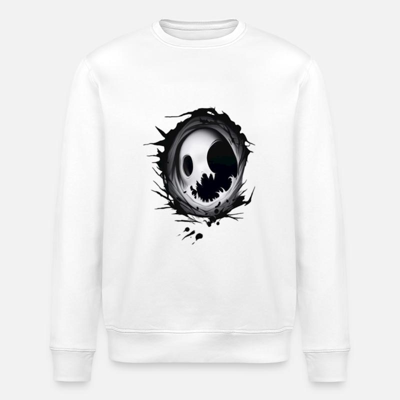 Ghost emerging from a hole - Stanley/Stella ROLLER Unisex Organic Sweatshirt - white