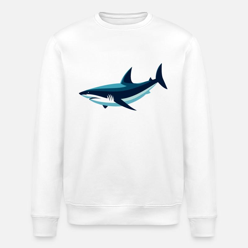 Stylized Shark - Stanley/Stella ROLLER Unisex Organic Sweatshirt - white