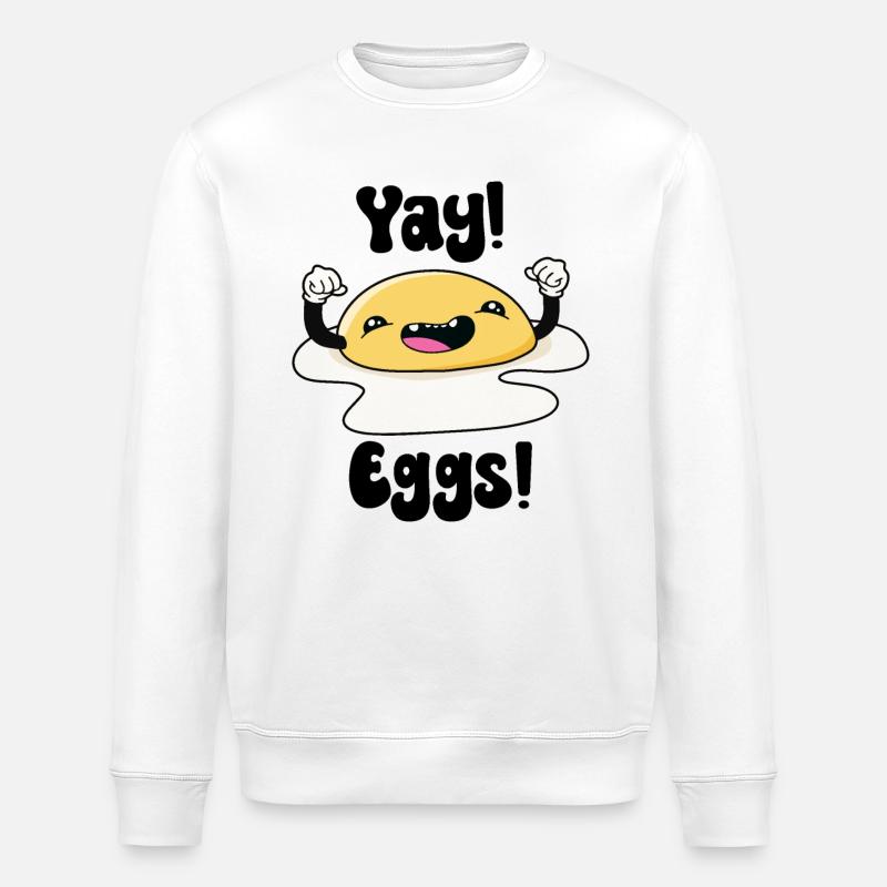Yay Eggs - Stanley/Stella ROLLER Unisex Organic Sweatshirt - white