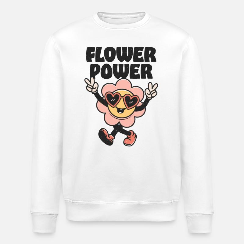 Flower Power - Stanley/Stella ROLLER Unisex Organic Sweatshirt - white