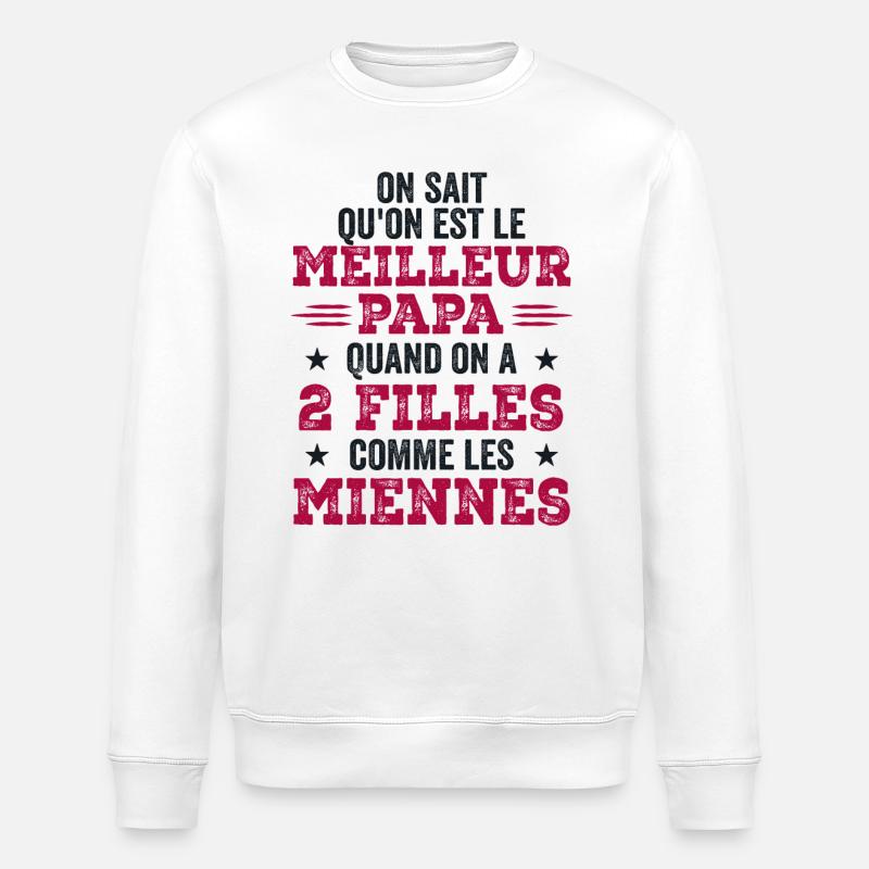 Meilleur Papa de Deux Filles - Sweat bio ROLLER Stanley/Stella Unisexe - blanc