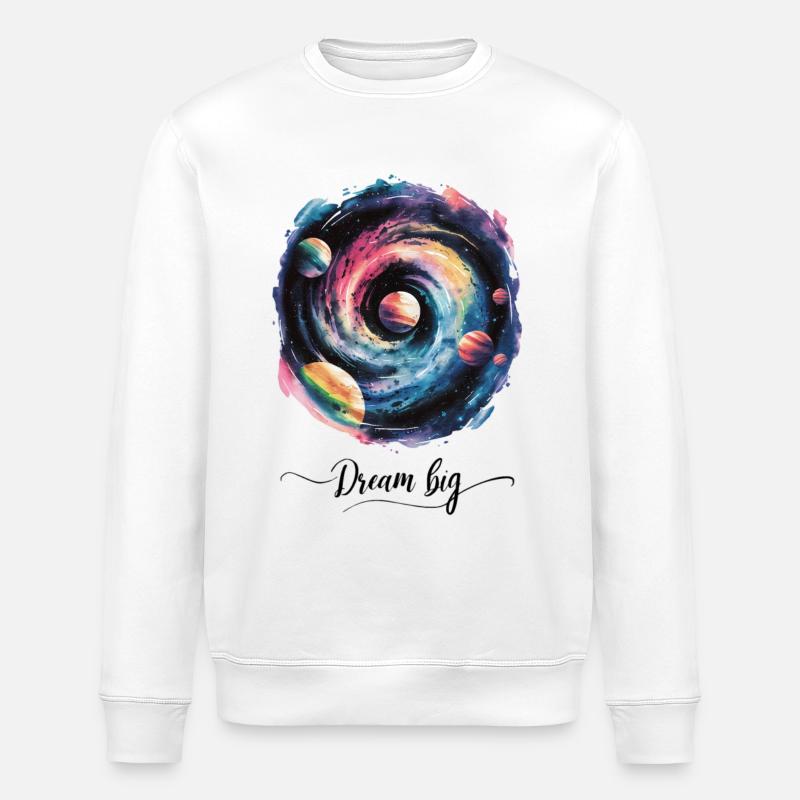 Galactic Dreams Think Big - Stanley/Stella ROLLER Unisex Organic Sweatshirt - white