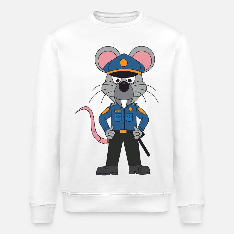 Polizei Maus / Mäuse Polizist - Stanley/Stella Unisex Bio-Sweatshirt ROLLER - Weiß