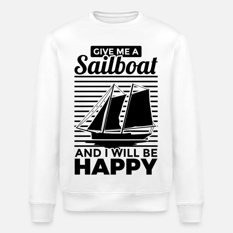 Gib mir ein Segelboot ich werd glücklich - Stanley/Stella Unisex Bio-Sweatshirt ROLLER - Weiß