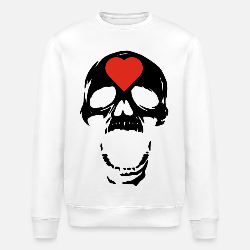Der schwarze Schädel und das Herz - Stanley/Stella Unisex Bio-Sweatshirt ROLLER - Weiß