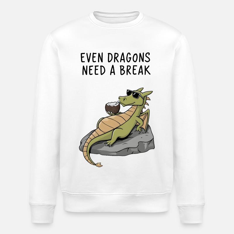 Lounging Dragon - Stanley/Stella Unisex Bio-Sweatshirt ROLLER - Weiß