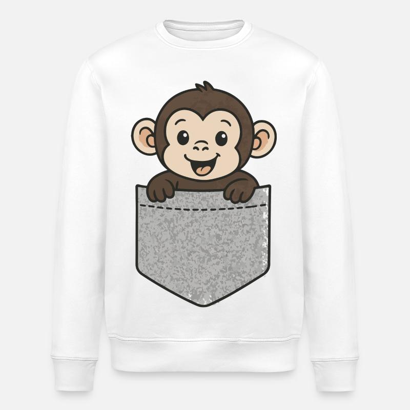 Singe de poche - Sweat bio ROLLER Stanley/Stella Unisexe - blanc