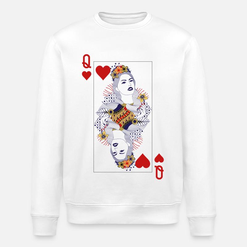 Herzkönigin ♥︎ Spielkarten-Design - Stanley/Stella Unisex Bio-Sweatshirt ROLLER - Weiß