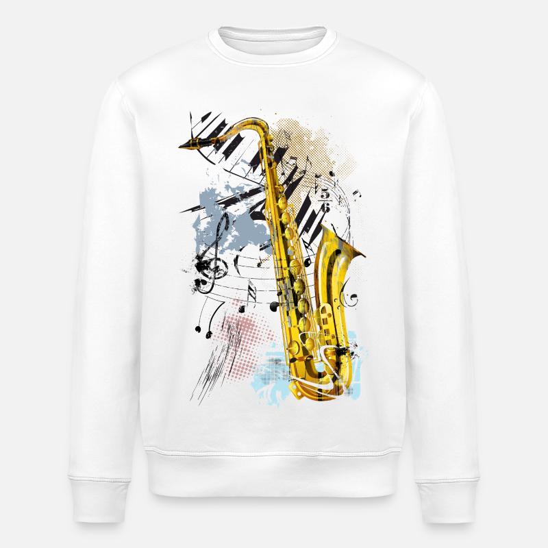 Magisches Saxophon - Stanley/Stella Unisex Bio-Sweatshirt ROLLER - Weiß