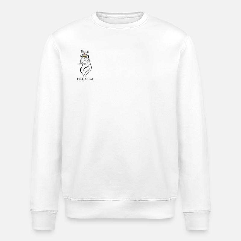 Königin der Katzen mit Krone - Stanley/Stella Unisex Bio-Sweatshirt ROLLER - Weiß