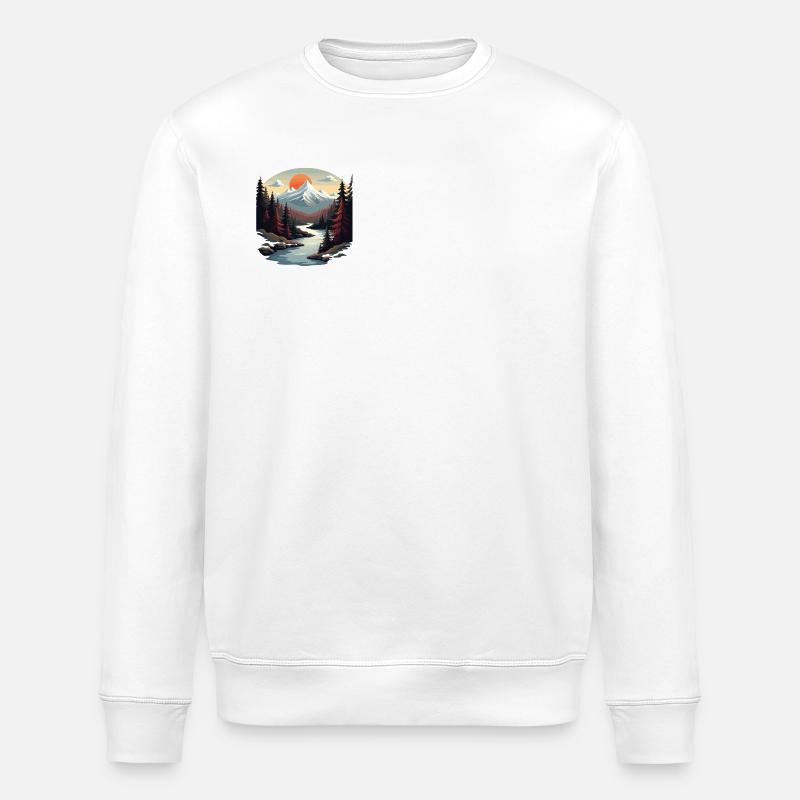 Paradis de montagne avec coucher de soleil - Sweat bio ROLLER Stanley/Stella Unisexe - blanc