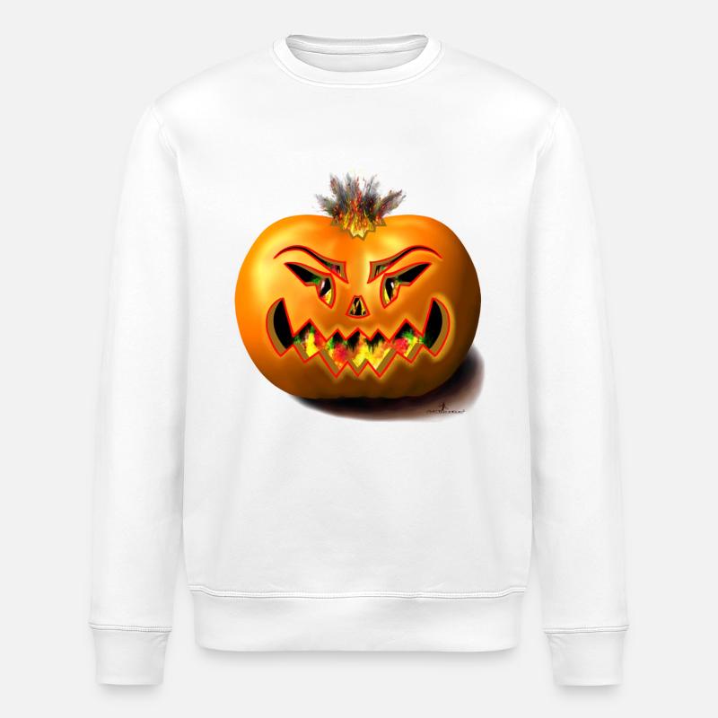 pumkin brûlant / citrouille d’Halloween - Sweat bio ROLLER Stanley/Stella Unisexe - blanc
