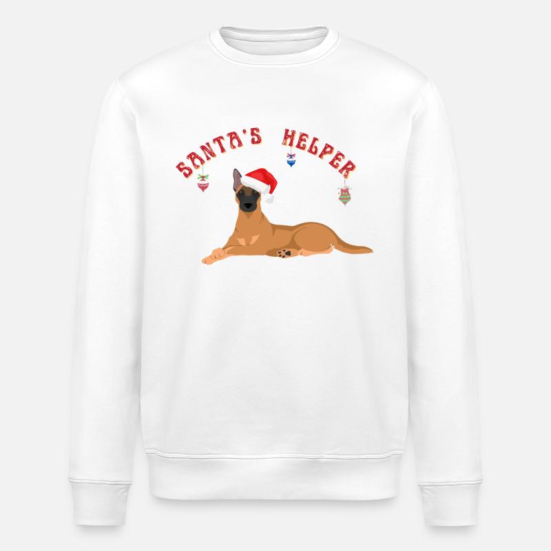 Belgian Shepherd Dog Christmas Pattern - Stanley/Stella ROLLER Unisex Organic Sweatshirt - white