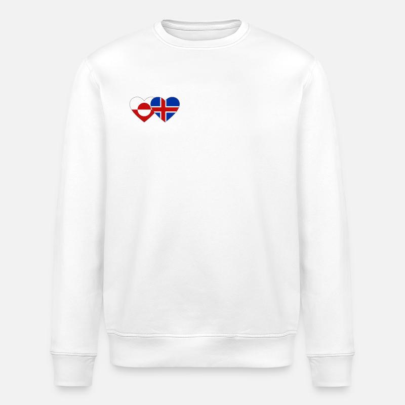 Drapeau du Groenland Danemark Cœur - Sweat bio ROLLER Stanley/Stella Unisexe - blanc
