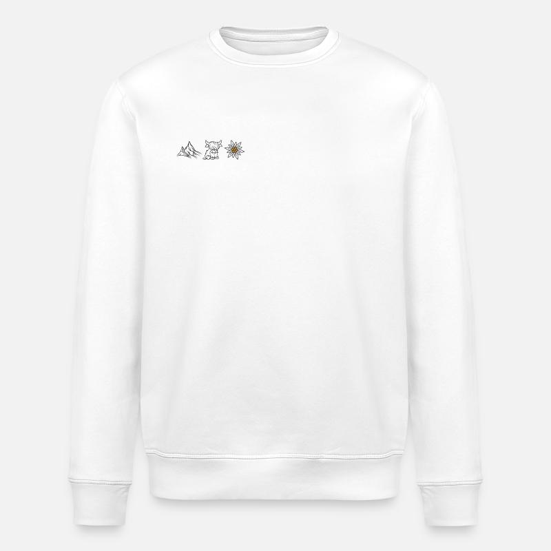 Berge Kuh Edelweiss_Wandershirt - Stanley/Stella Unisex Bio-Sweatshirt ROLLER - Weiß