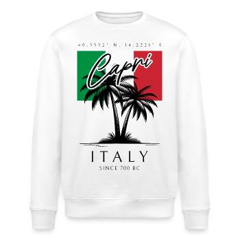 Capri Italien Palmen Flagge Reise Souvenir - Stanley/Stella Unisex Bio-Sweatshirt ROLLER - Weiß - Vorne - Nik (191cm)