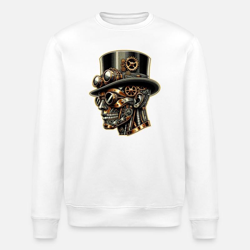 Elegantes Steampunk-Roboterporträt - Stanley/Stella Unisex Bio-Sweatshirt ROLLER - Weiß