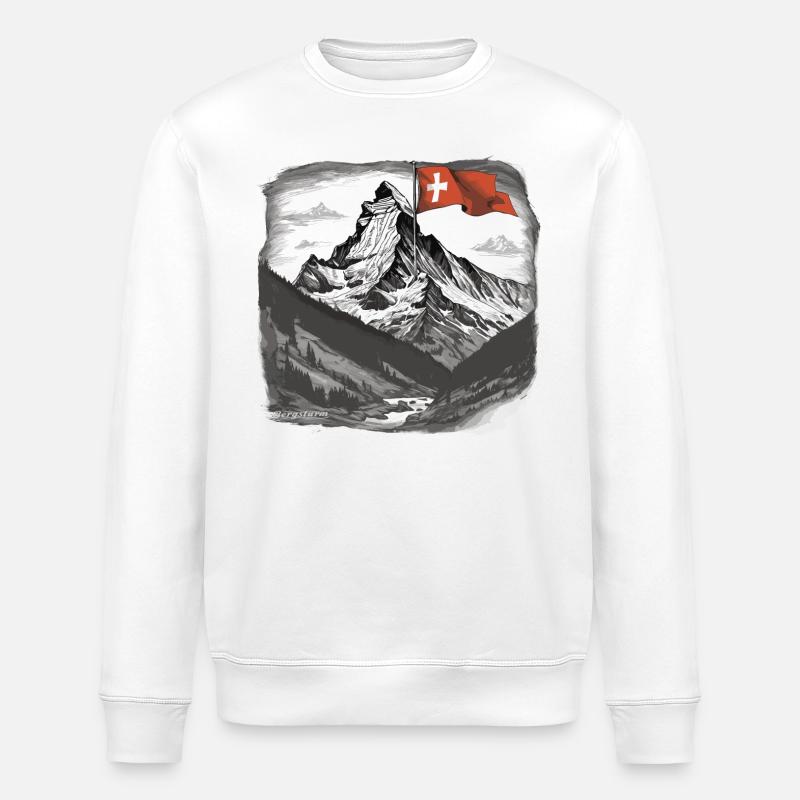 Matterhorn Schweizer Alpen - Stanley/Stella Unisex Bio-Sweatshirt ROLLER - Weiß