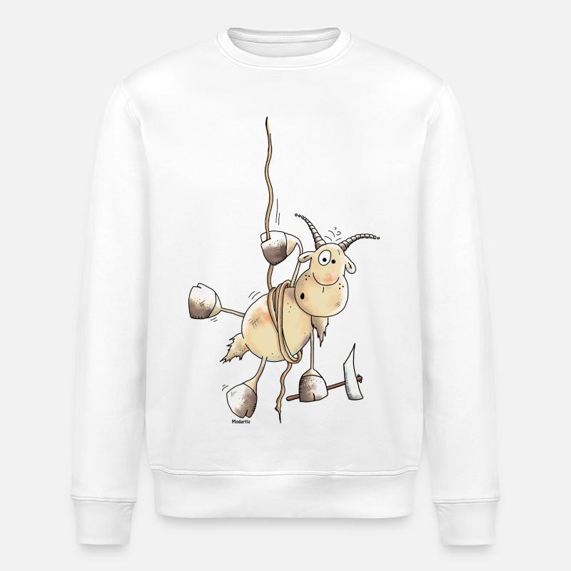 Abenteuerlustiger Steinbock - Bergsteiger - Stanley/Stella Unisex Bio-Sweatshirt ROLLER - Weiß