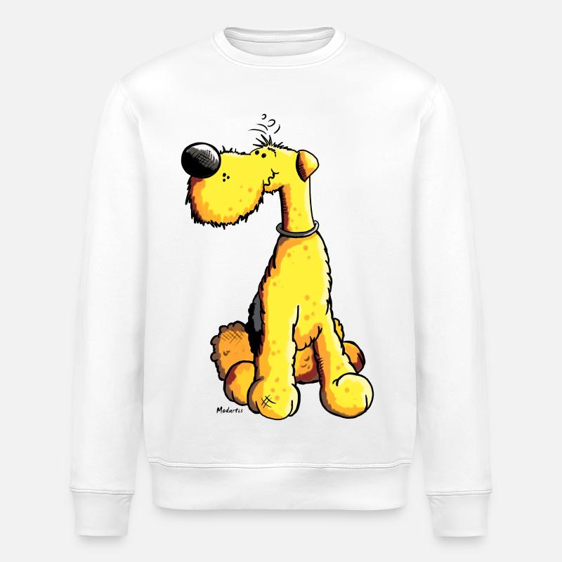 Aron Airedale Terrier - Stanley/Stella ROLLER Unisex Organic Sweatshirt - white