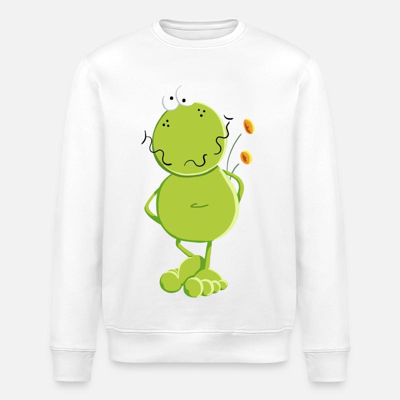 Frosch mit Blumen - Stanley/Stella Unisex Bio-Sweatshirt ROLLER - Weiß