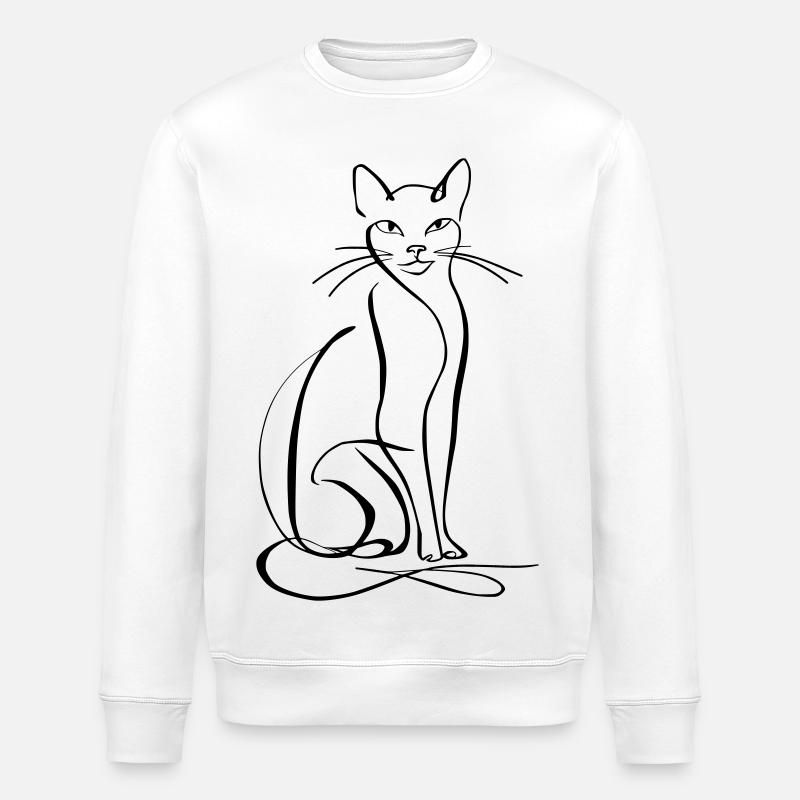 Katze Line-Art - Stanley/Stella Unisex Bio-Sweatshirt ROLLER - Weiß