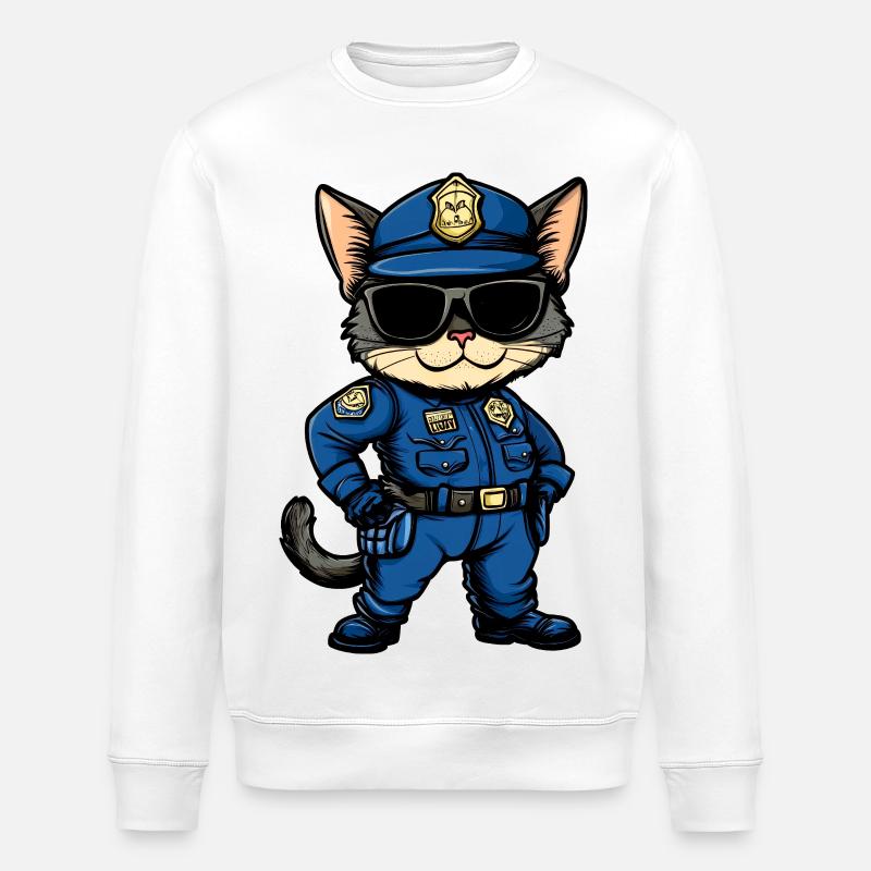 Chat policier - Sweat bio ROLLER Stanley/Stella Unisexe - blanc